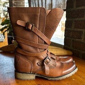 Steve Madden Bandit brown leather mid calf moto boot. Size 9